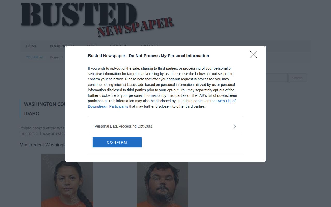 Unofficial Washington County Idaho arrest archive with staleness caveat