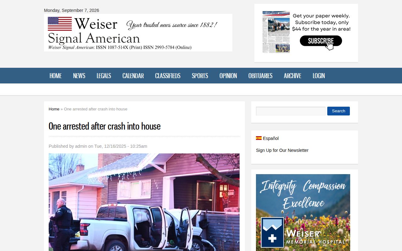 Weiser Signal American local arrest report